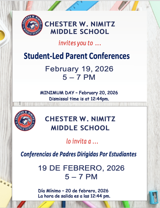 2/18/26: Student-Led Parent Conferences from 5-7PM