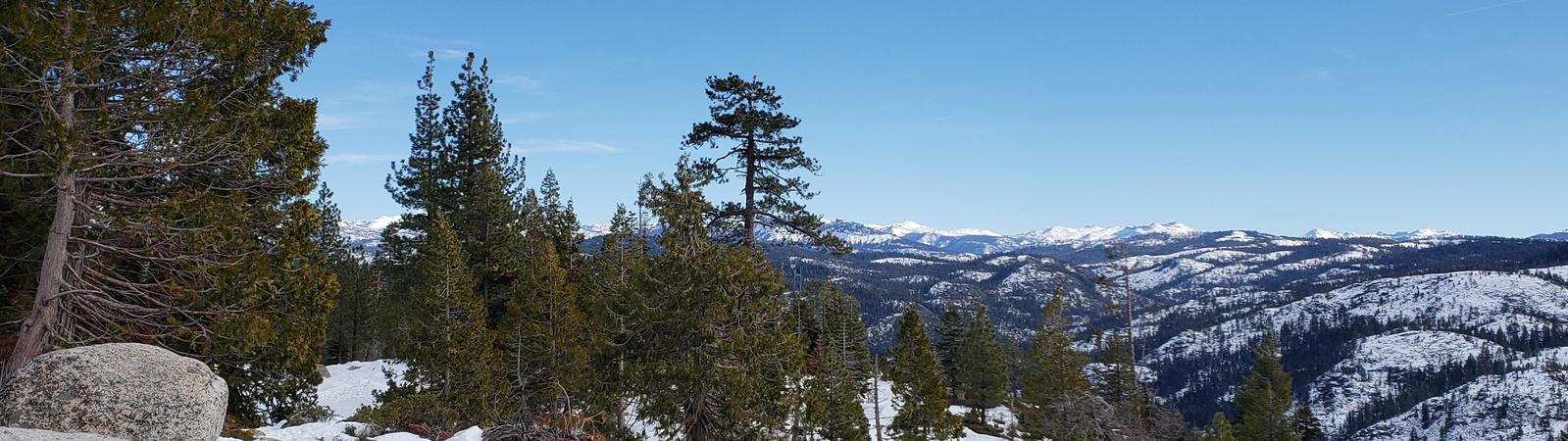 High sierra mountains with light snow