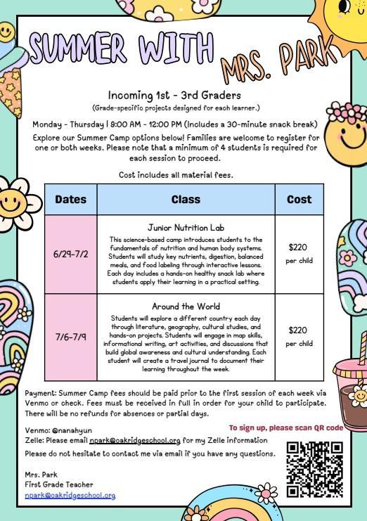 2026 Summer Camp Mrs. Park