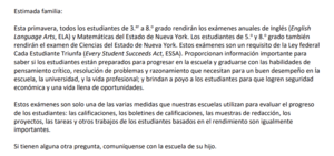 Testing Information Spanish