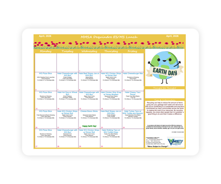 Michigan Math and Science Academy Dequindre Elementary and Middle School Lunch Menu