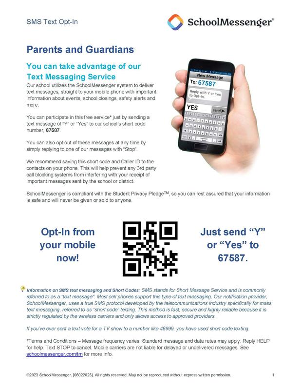 Opt In Text Message flyer with QR Code