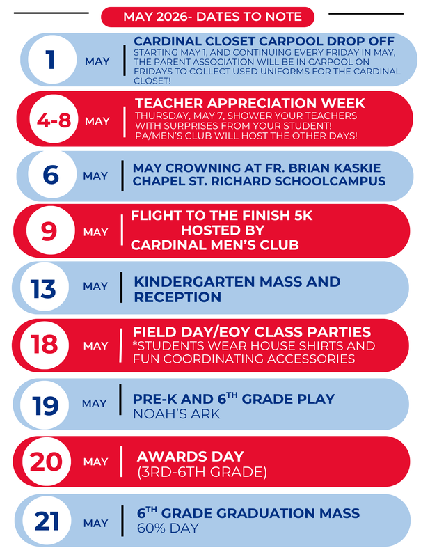 Month of May Dates to Note