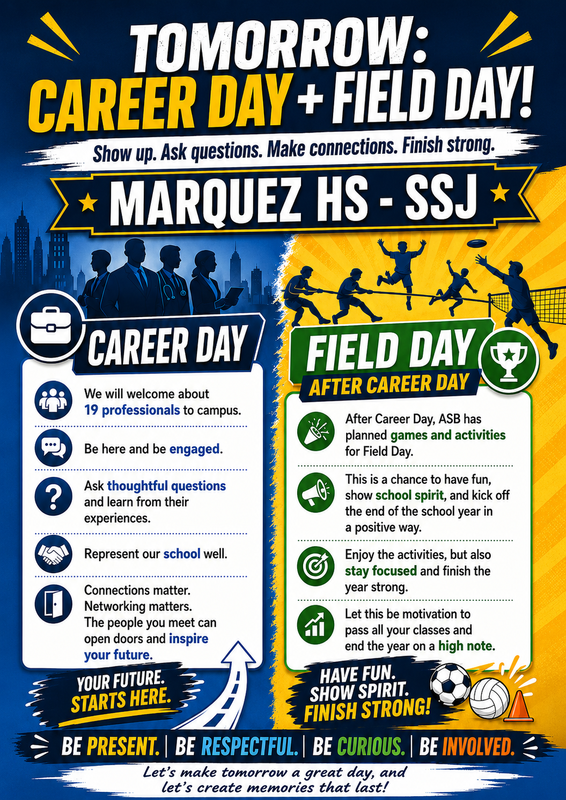 Career Day and Field Day on May 15, 2026 / Día de Profesiones y Día de Campo el 15 de mayo, 2026 Thumbnail Image