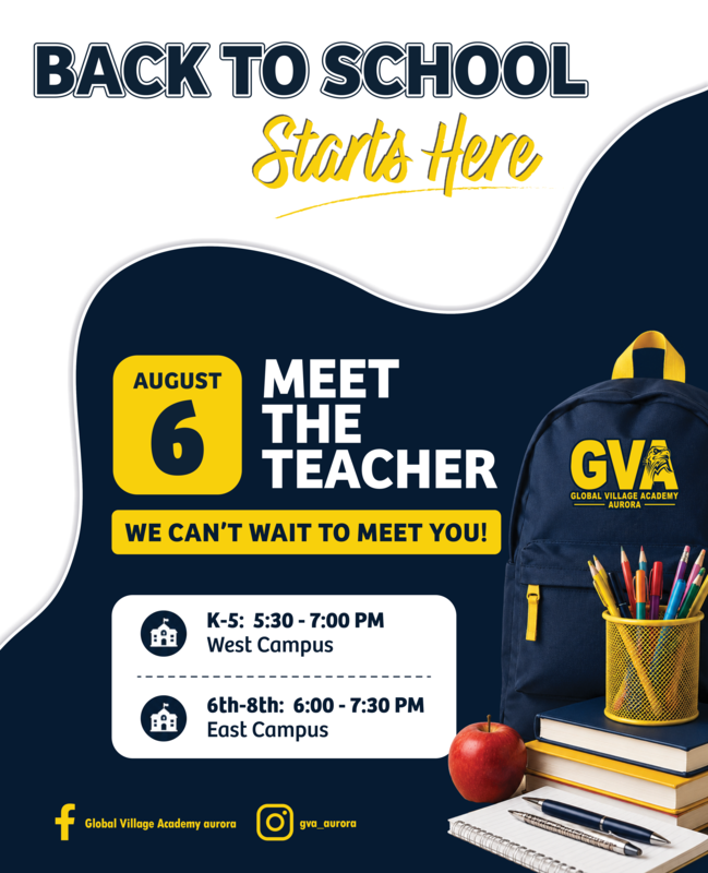 Back to school announcement with event details and a backpack illustration.