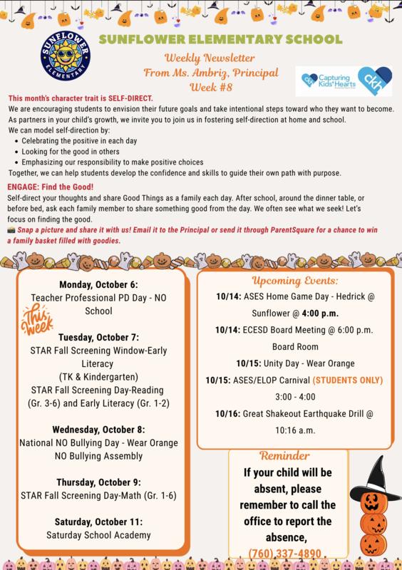 Sunflower Weekly Newsletter Week #8