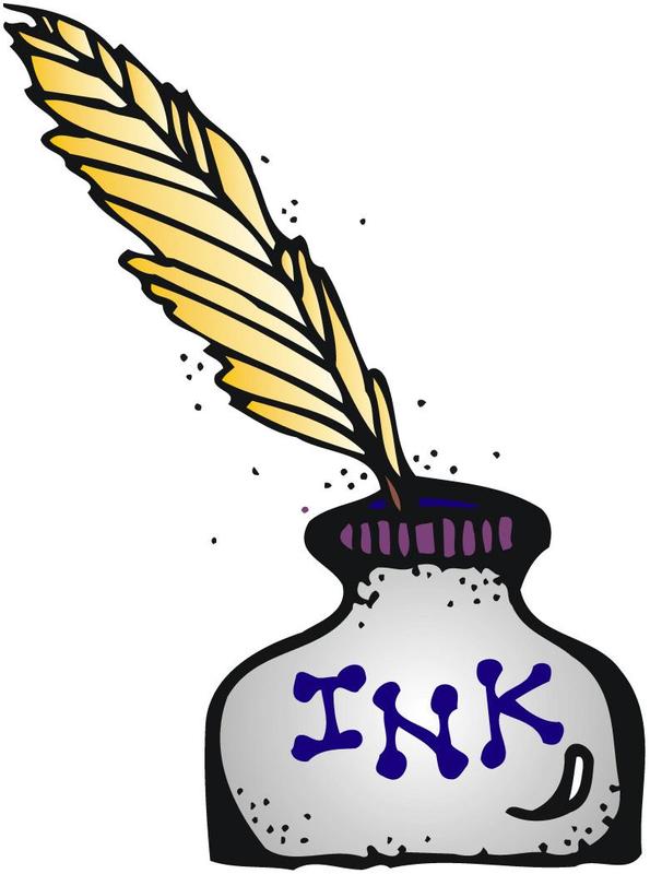 Image of an ink pen and ink jar.