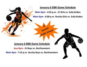 GBB and BBB games schedules for Jan. 6th