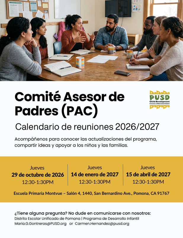 PAC meeting schedule spanish