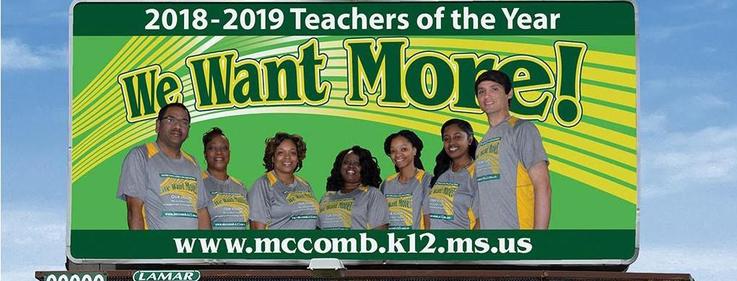 McComb School District Unveils new billboard on Delaware Avenue Featuring the 2018-2019 Teacher of The Year Recipients