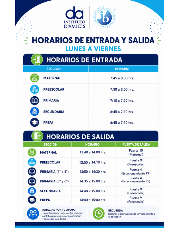 HORARIOS POR SECCIÓN 2026-2027 Featured Photo
