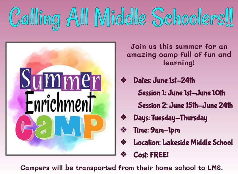 Middle School Summer Enrichment Camp Featured Photo