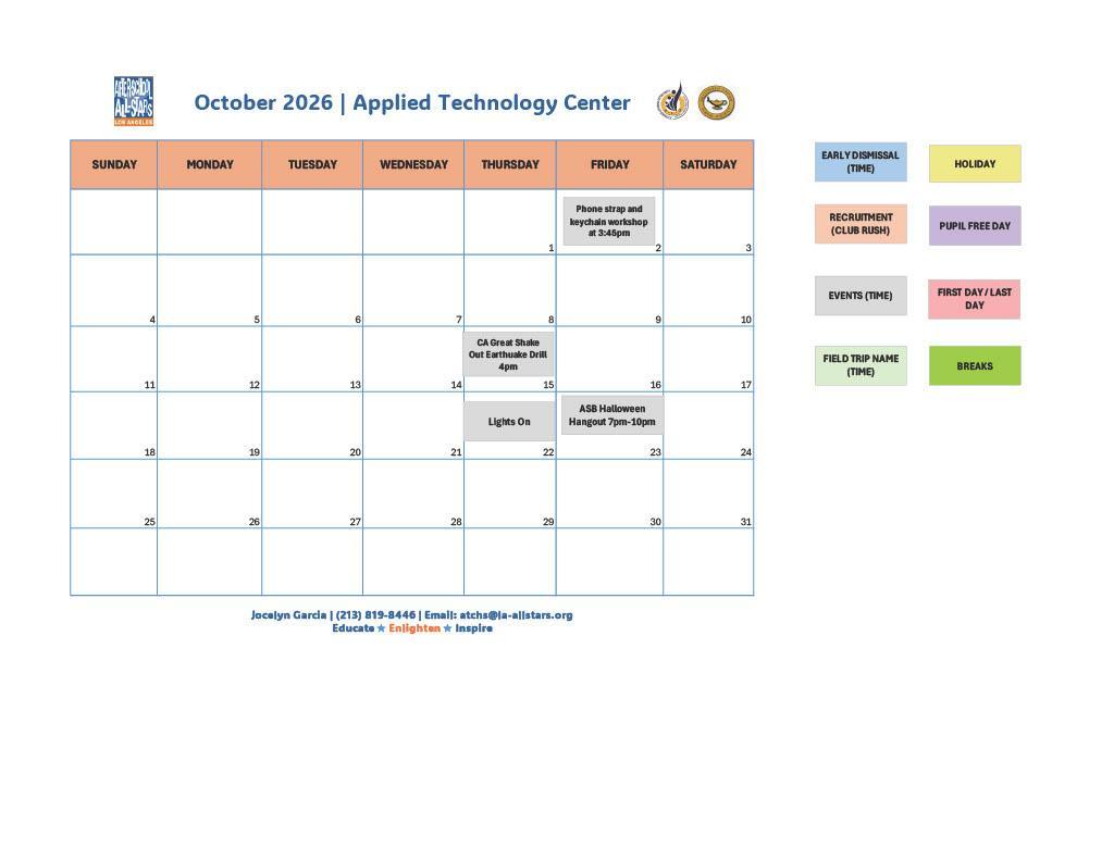 October All Stars Calendar