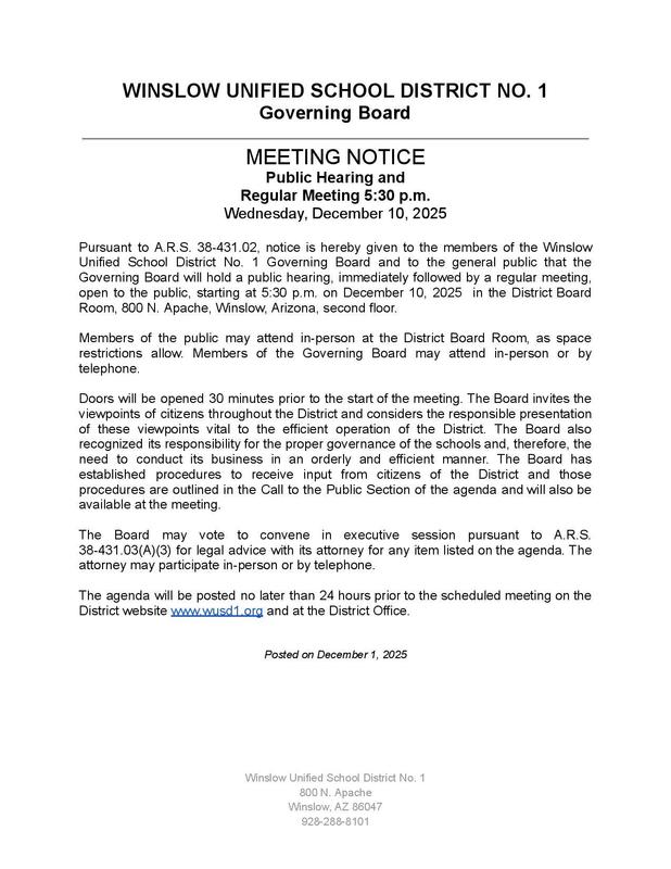 Governing Board meeting - December 10, 2025