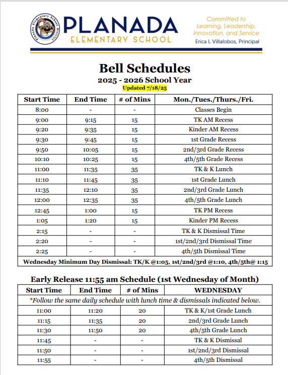 2025-26 Bell Schedules Featured Photo