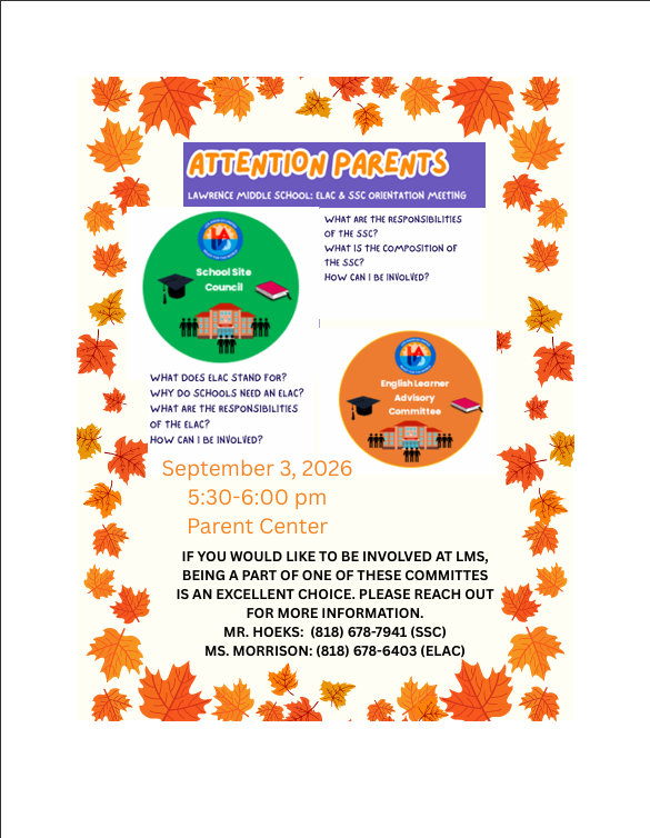 SSC & ELAC Meeting information
