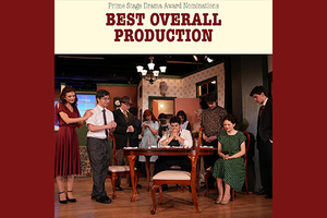 scene from play with characters at table talking