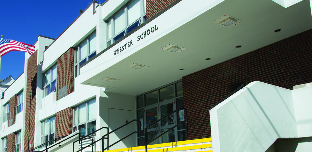 Side view of the exterior of the Webster School