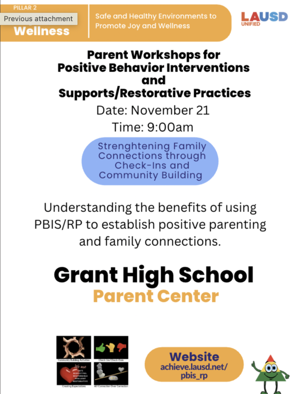 Parent Workshop: Positive Behavior Interventions & Restorative Practices | Friday, Nov. 21, 2025, 9:00 AM @ Parent Center