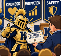 knight receiving student of the month certificate