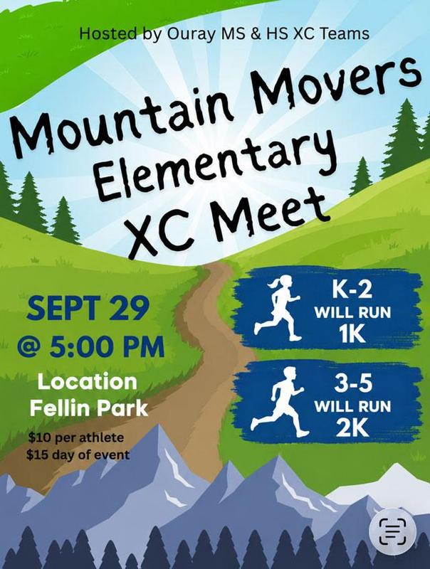 Mountain Movers elementary cross country meet poster.