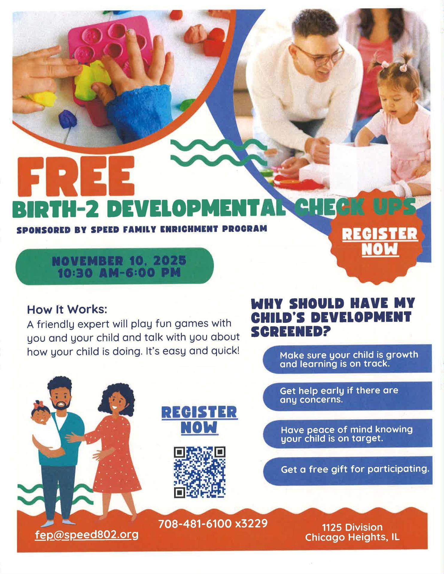 free birth-to-2 development check-up Nov. 10