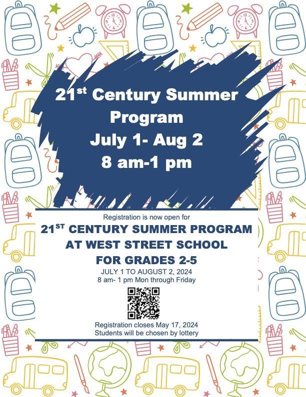 Registration Open for 21st Century Summer Program West Street School