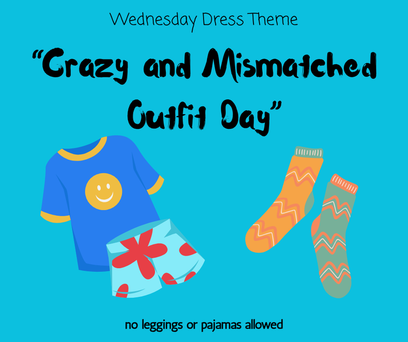 Red Ribbon Week Wednesday Dress Theme - 10-29-25 - "Crazy and Mismatched Outfit Day" (no leggings or pajamas allowed)
