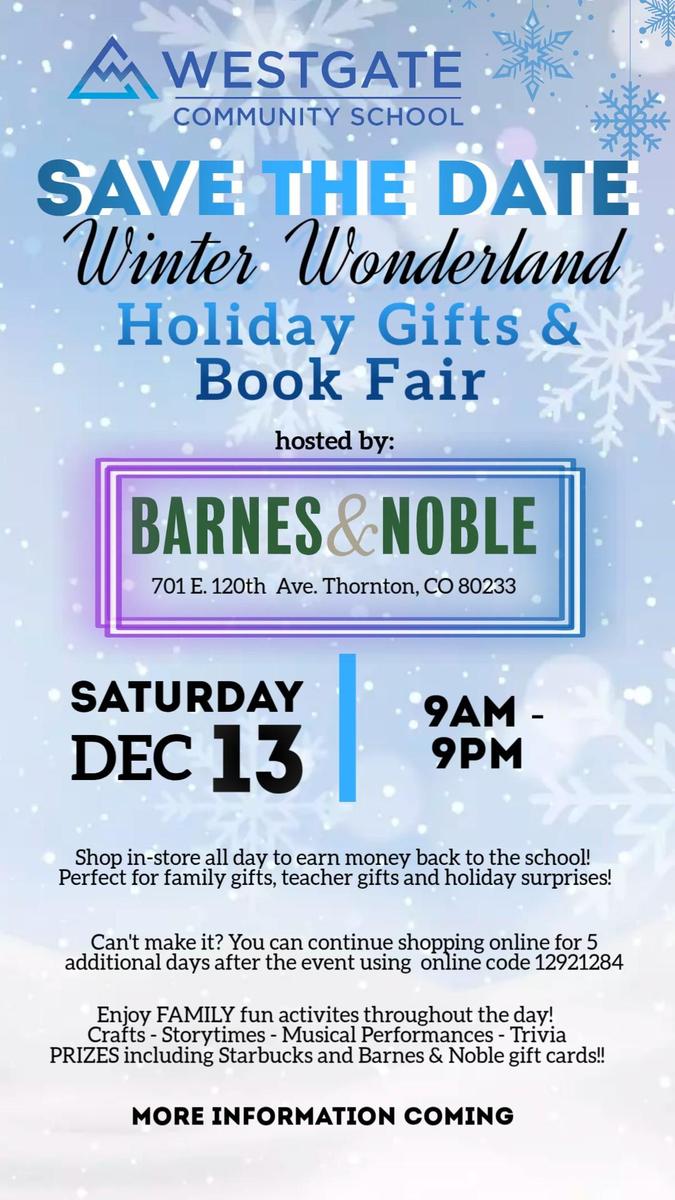 Barnes & Noble Winter Wonderland Holiday Shop - Save the Date