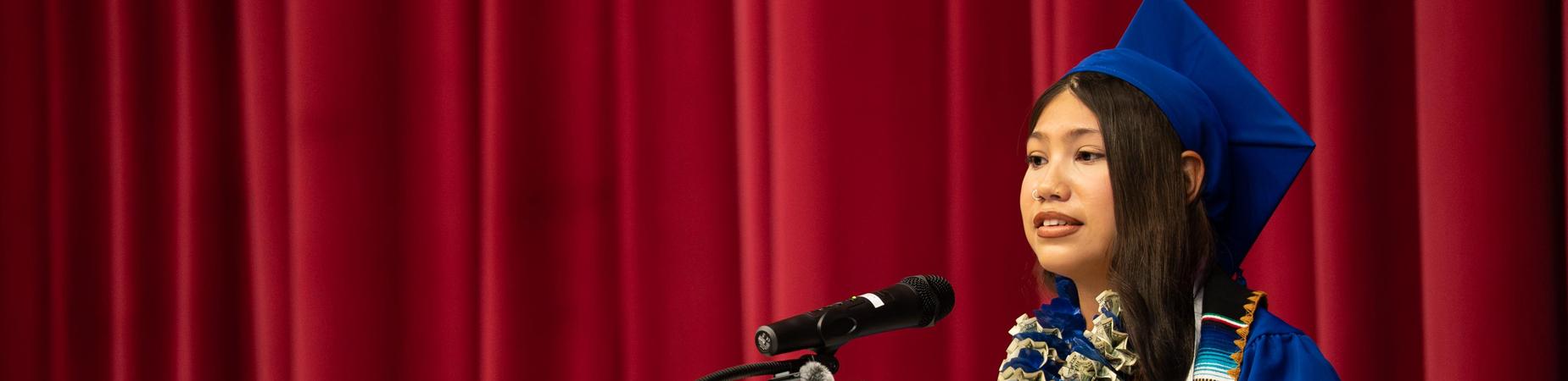 Graduate giving a speech