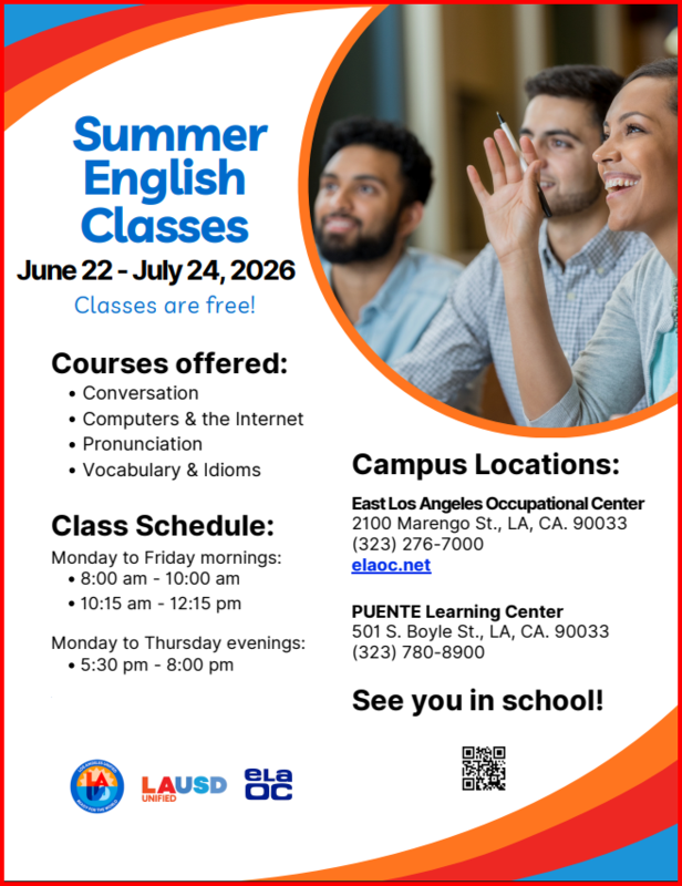 Summer ESL Flyer in English 2026
