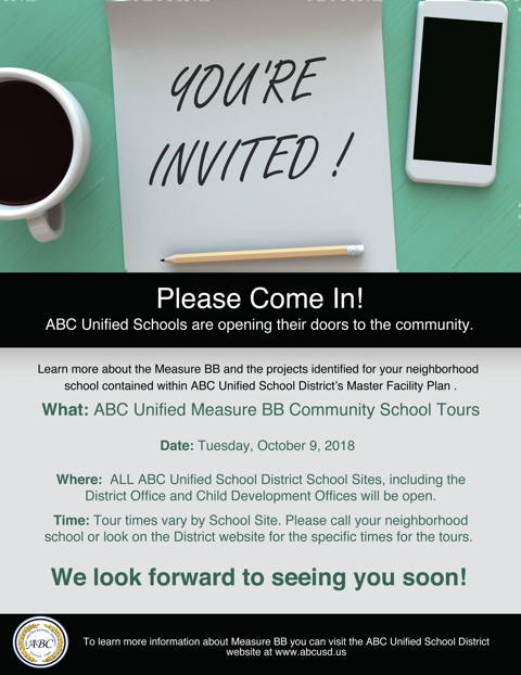 ABC Unified Measure BB Community School Tour Schedule Tuesday, October 9 Featured Photo