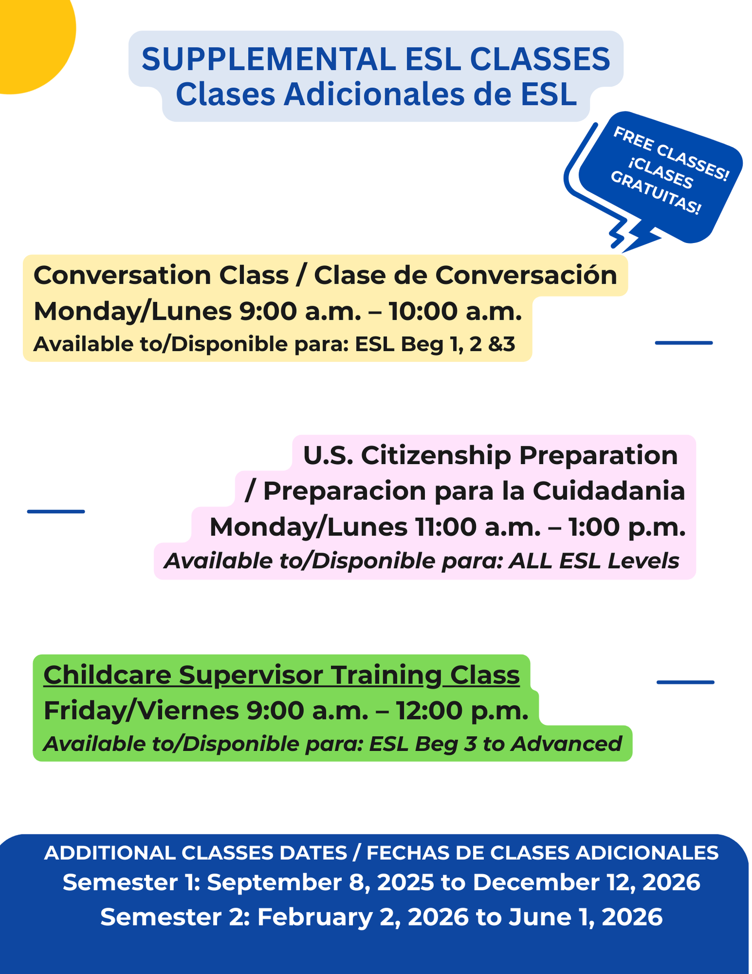 ESL Additional Classes