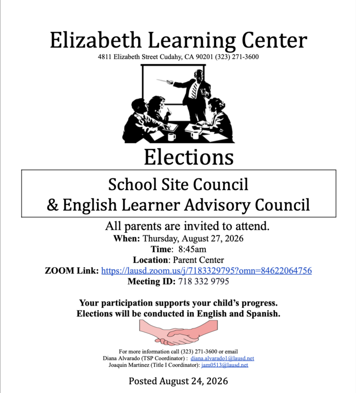 ELAC & SSC Parent Elections/Elecciones
