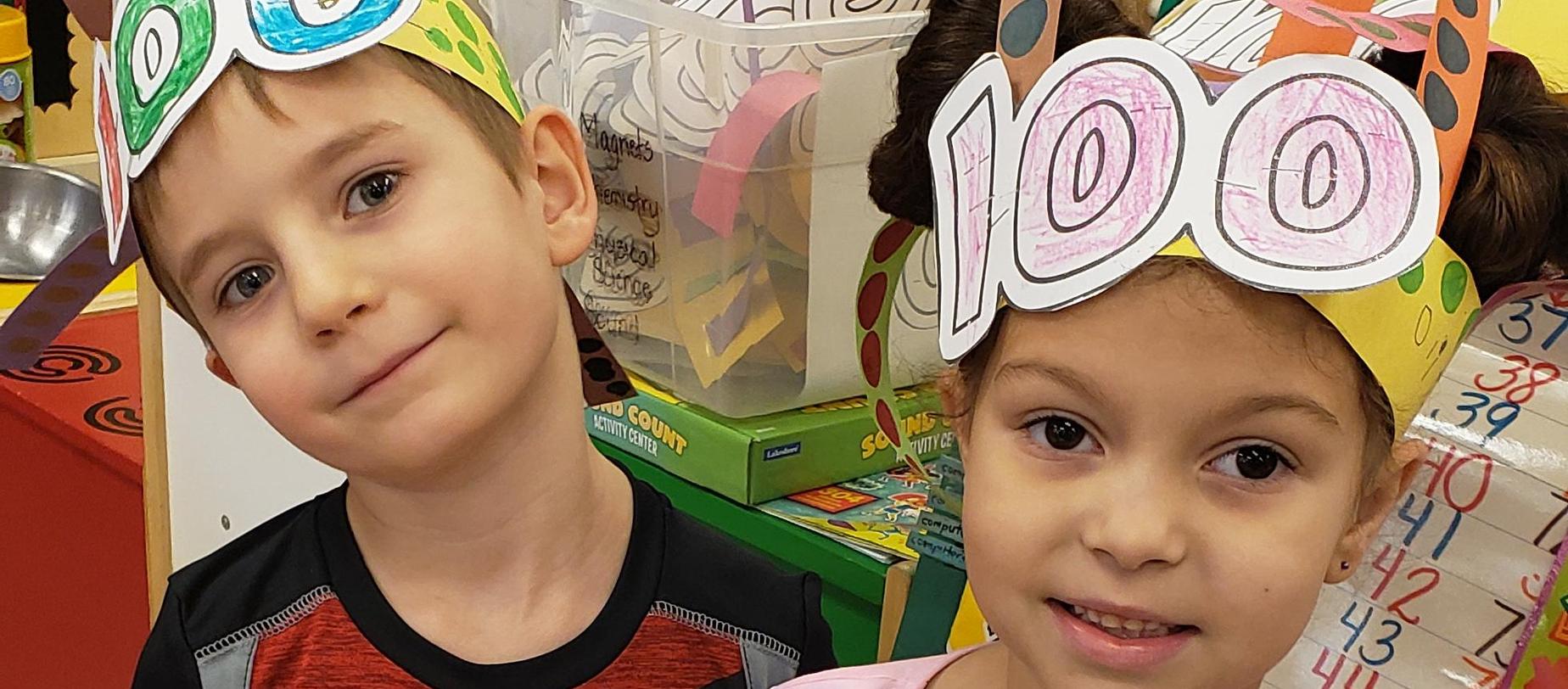 students celebrating the 100th day of school