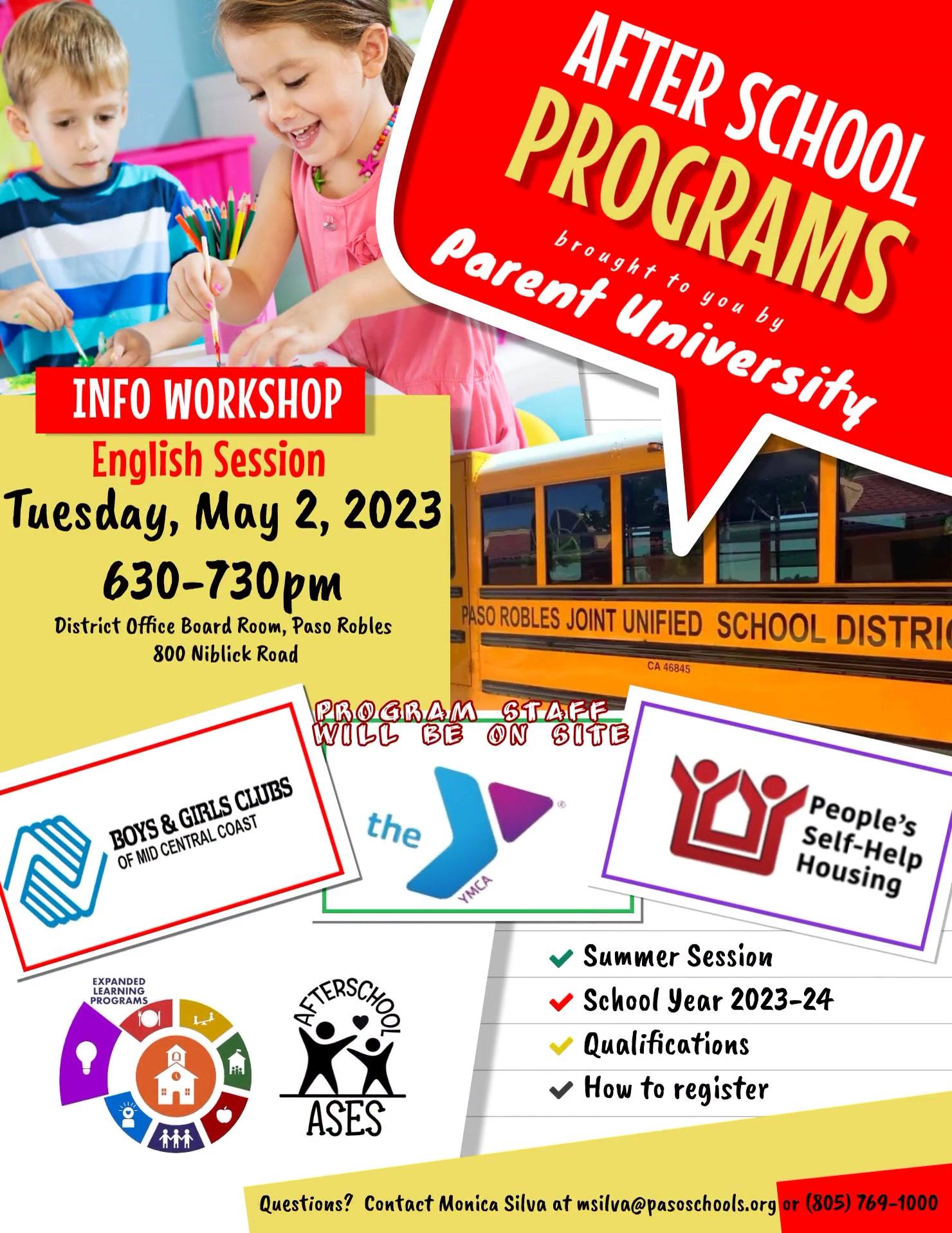 Afterschool program flyer image