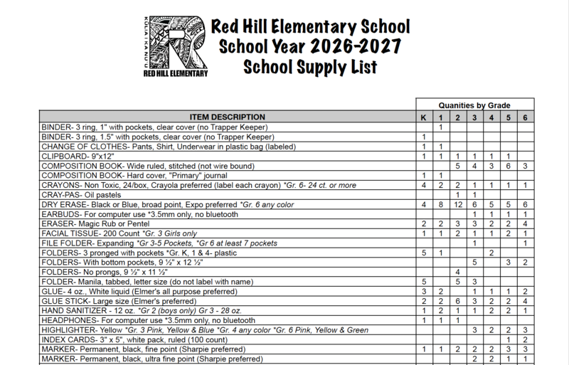 SY 26-27  School Supply List Featured Photo