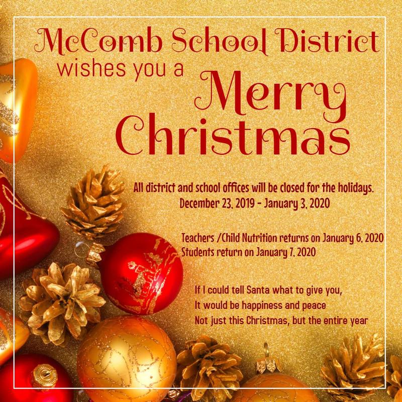 McComb School District Christmas Holiday Schedule 2019-2020 #ItsComeBackTime