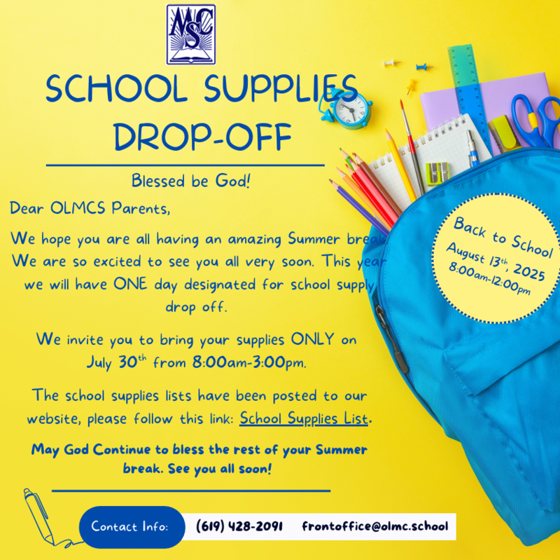 ONLY DAY! School Supplies Drop-Off! Featured Photo