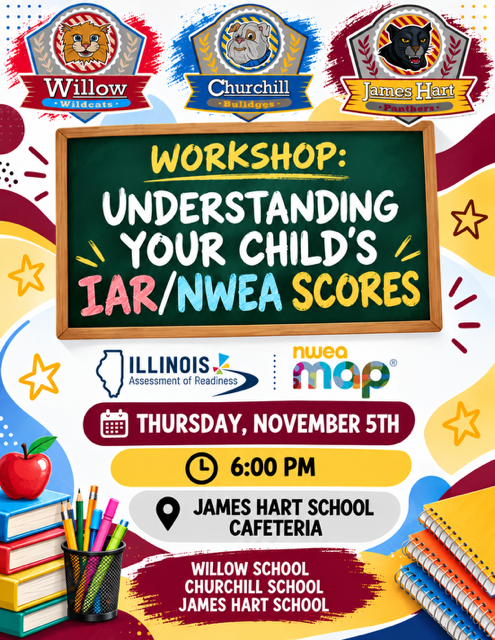 IAR/NWEA workshop for parents; 6 p.m. on November 5th at James Hart