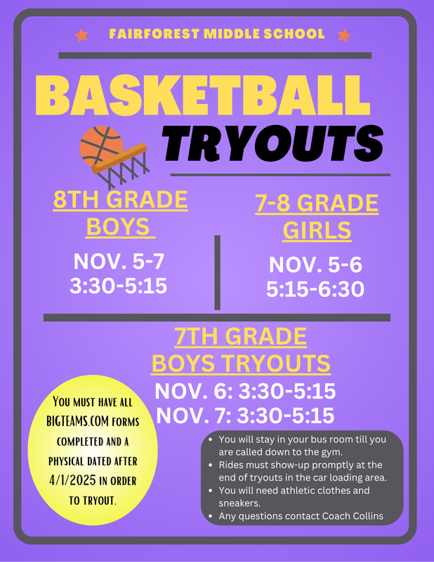 Upcoming FMS Basketball Tryouts