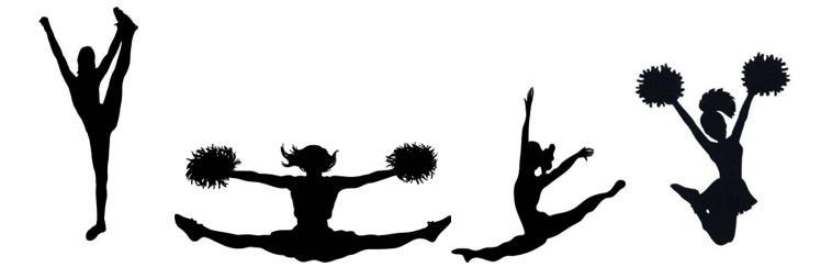 Cheer - Song Spirit Clinic, silhouette figures jumping and cheering