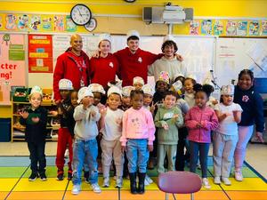 Group photo of elementary and high school students