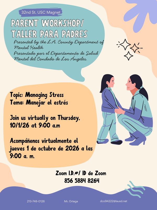 Flyer with parent workshop information