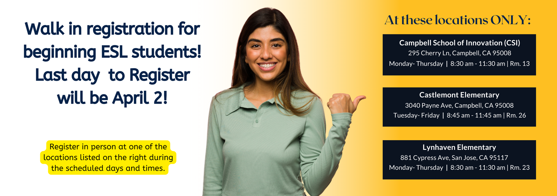 Open walk in registration