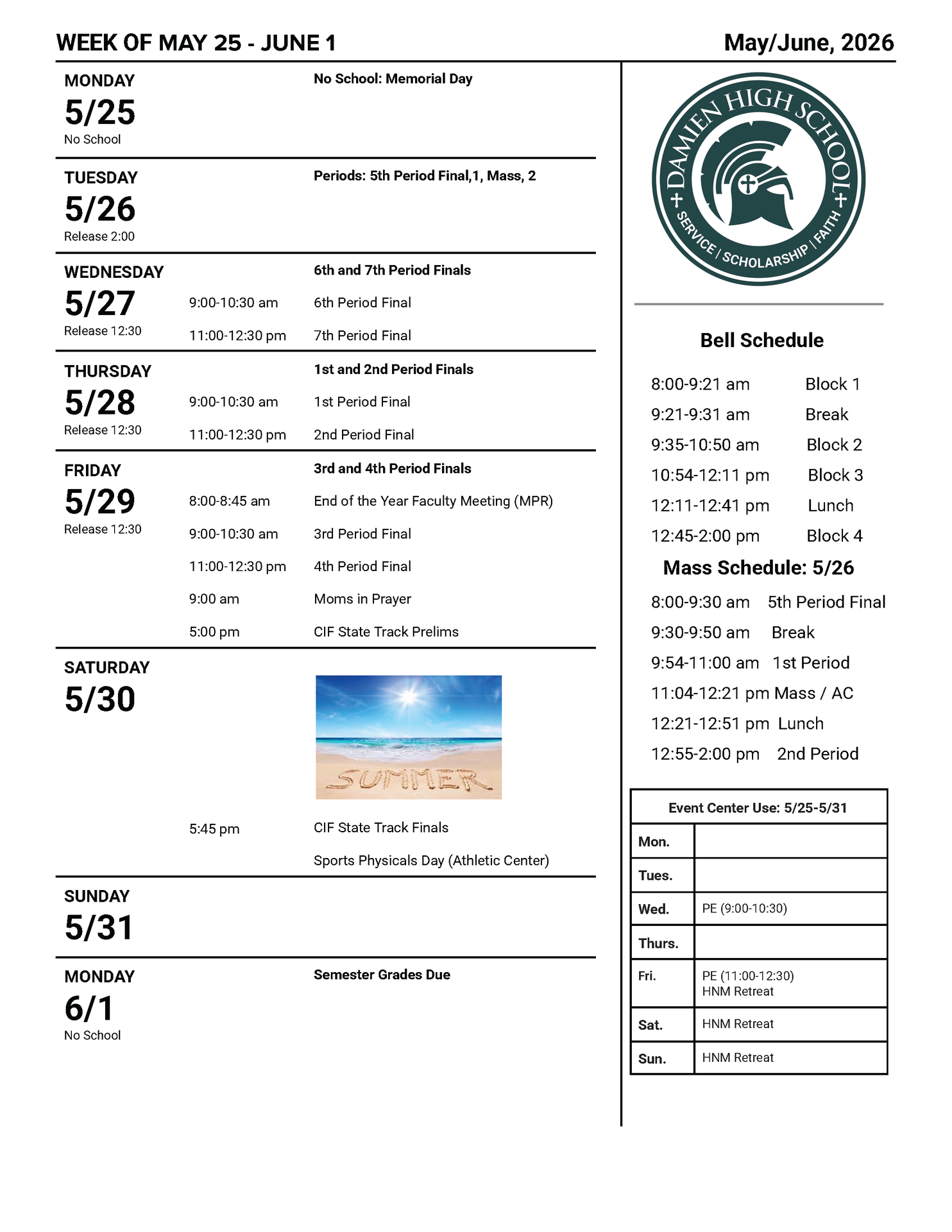 Weekly Schedule