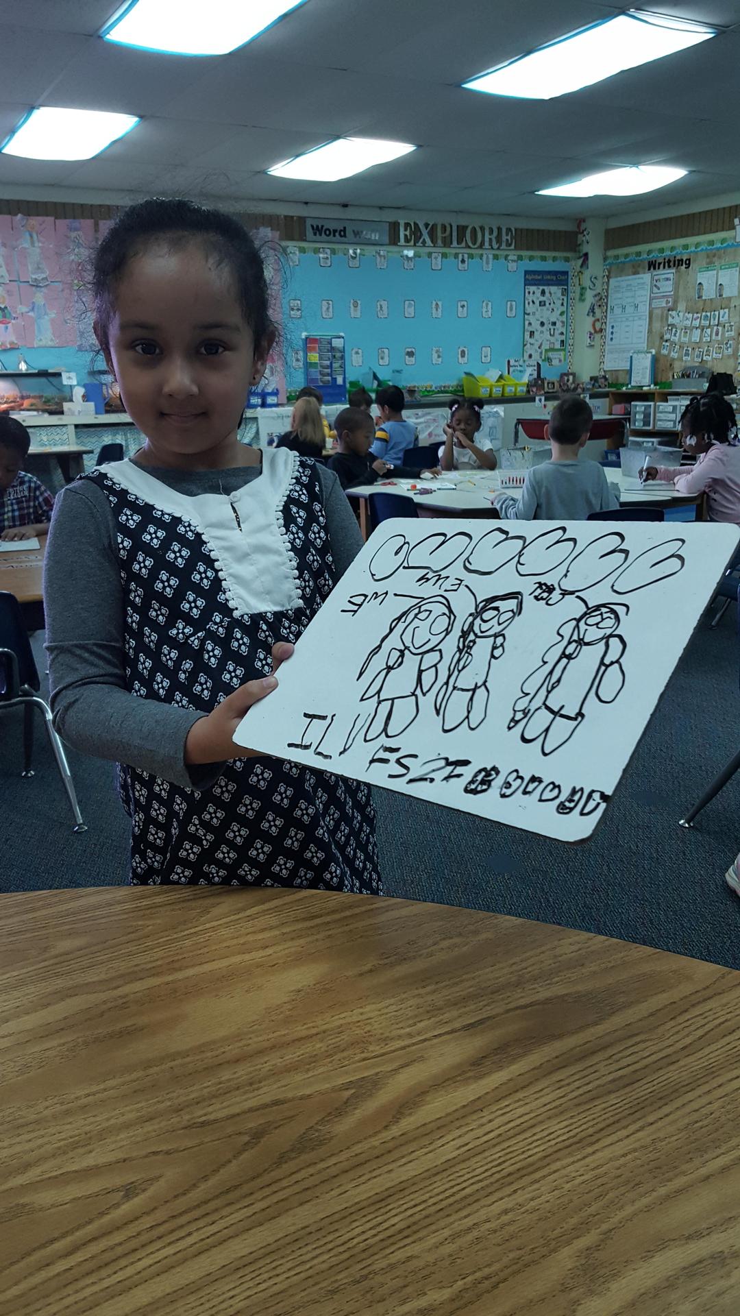 girl with white board