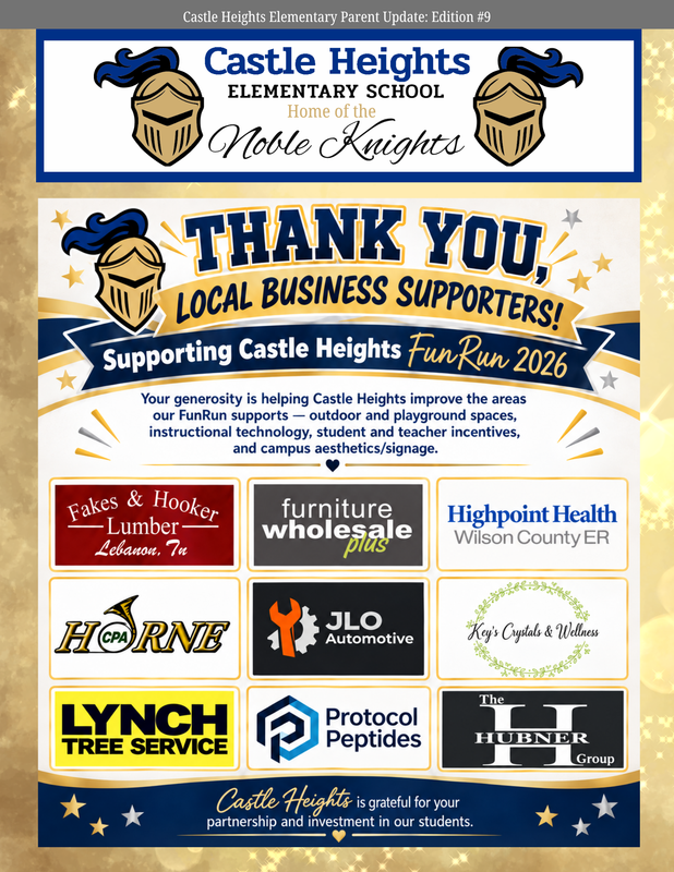 Graphic of page from Parent Update #9 showing business sponsors