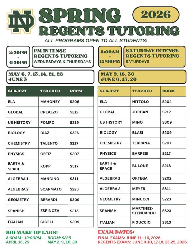 Spring Tutoring Schedule updated