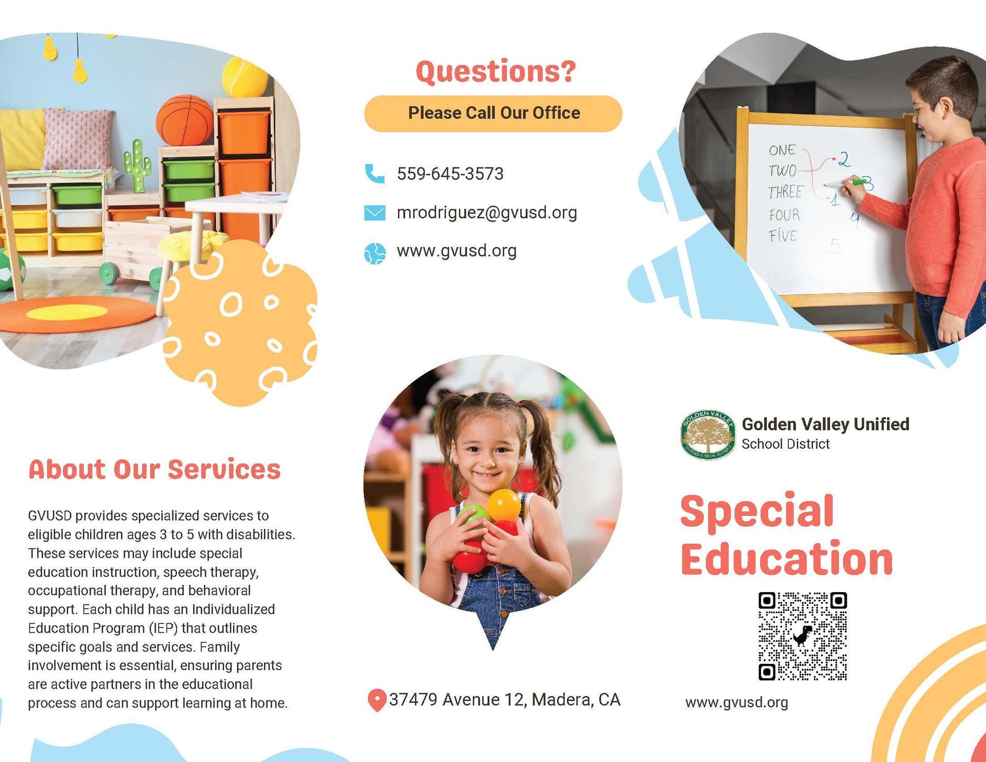 Page 1 of Preschool Info Pamphlet